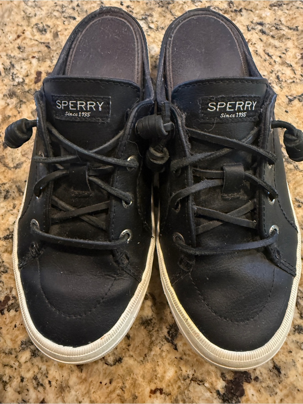 Sperry Black and White Canvas Slip-On Sneakers